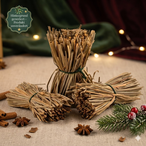3er Set Grasbündel – Natürliches Zubehör für Ihre Weihnachtskrippe